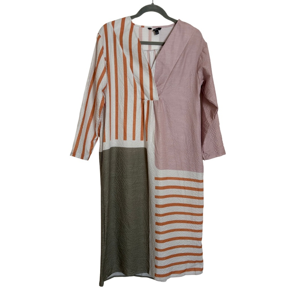 Long Sleeve Caftan Dress Women’s Sz S Layering Lagenlook Striped Colorblock